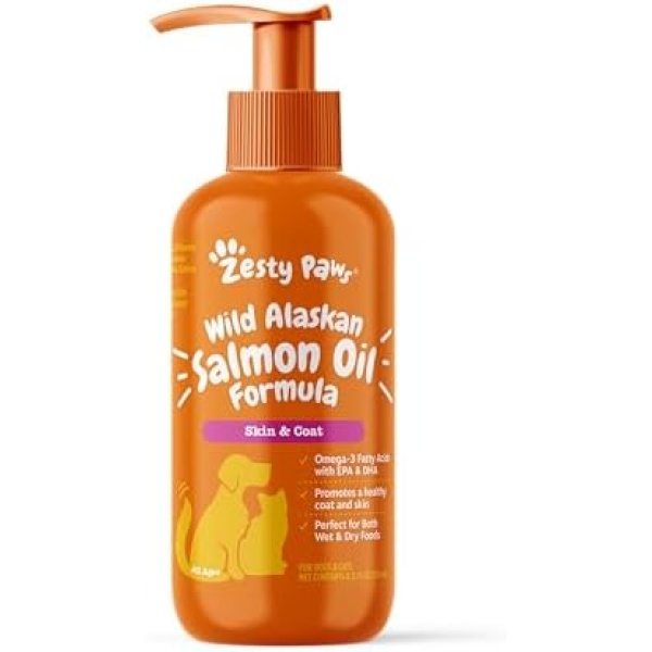 Zesty Paws Wild Alaskan Omega-3 Blend Pollock + Salmon Oil for Dogs and Cats