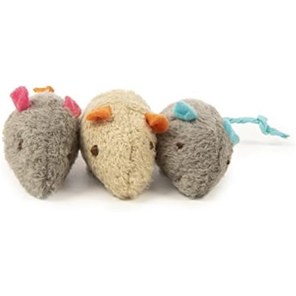 SmartyKat (3 Count) Skitter Critters Catnip Cat Toys - Gray/Cream, 3 Count