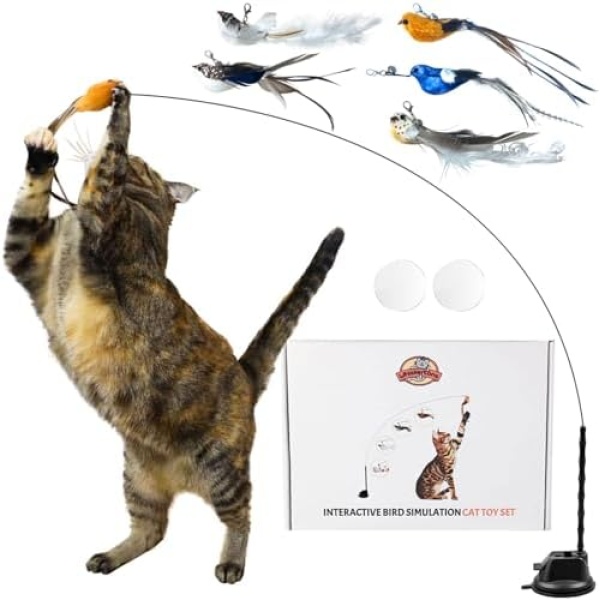 Interactive Bird Simulation Cat Toy Set, Interactive Cat Toys for Indoor Cats