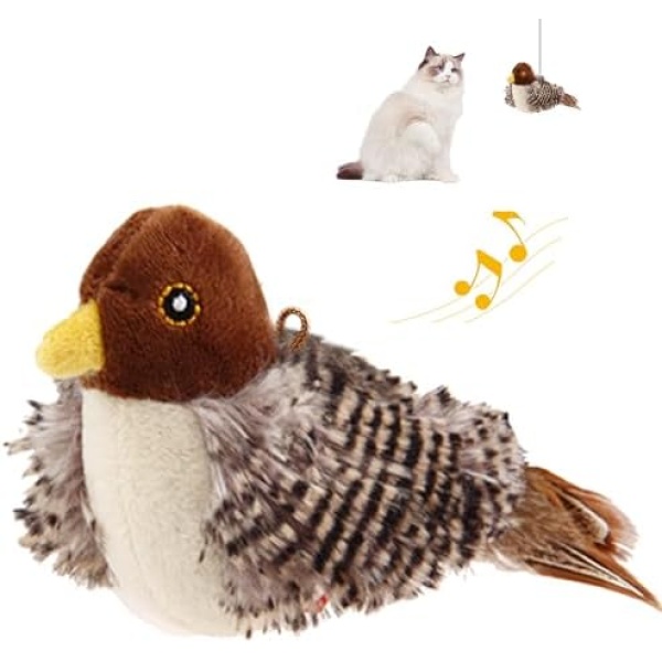 PETGEEK Gigwi Bird Cat Toy Simulated Chirping Bird Cat Toy, Fake Bird Cat Toys