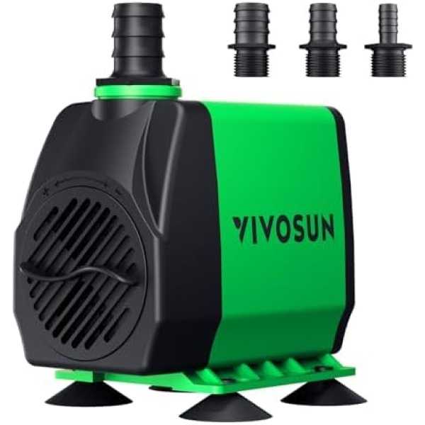 VIVOSUN 800GPH Submersible Pump(3000L/H, 24W), Ultra Quiet Water Fountain