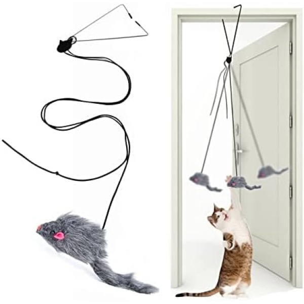 Kalimdor Interactive Cat Feather Toys,Retractable Teaser Toy，Hanging