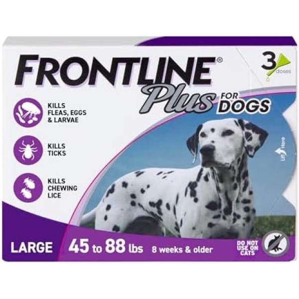 Frontline Plus Flea and Tick Treatment for Large Dogs Up to 45 to 88 lbs.