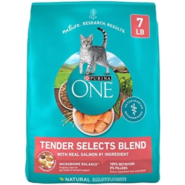 Purina ONE Natural Dry Cat Food, Tender Selects Blend With Real Salmon - 7 lb.