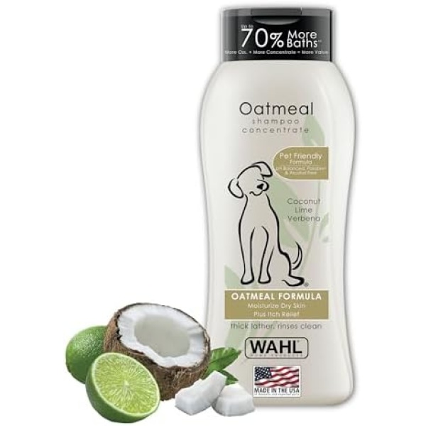 Wahl USA Dry Skin & Itch Relief Pet Shampoo for Dogs – Oatmeal Formula with