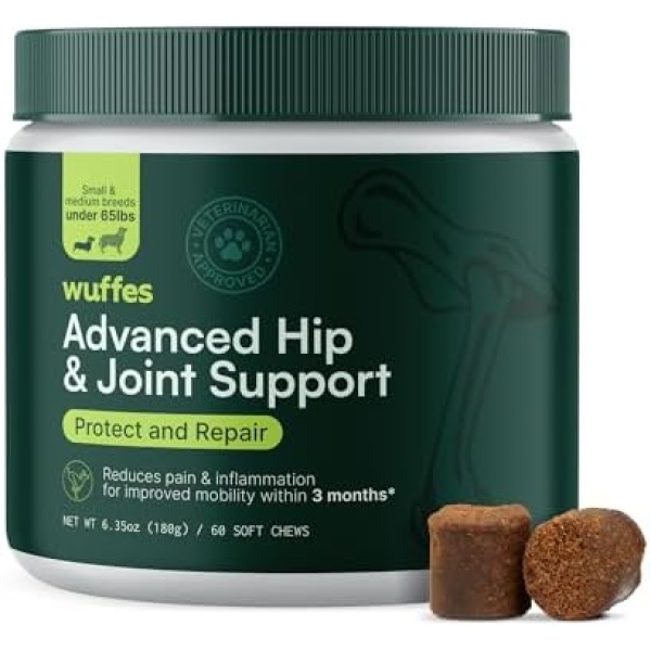 Wuffes Advanced Dog Hip and Joint Supplement with Glucosamine, Chondroitin