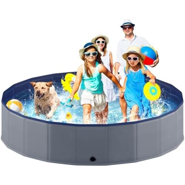 Niubya Foldable Dog Pool, Collapsible Pet Bathtub, Anti-Slip Hard Plastic Bath