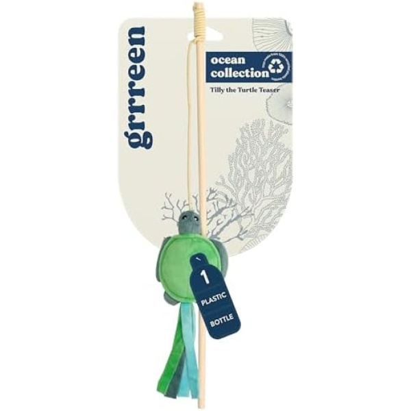 Ocean Collection Cat Toy | Turtle Teaser for Indoor Cats | Cute Interactive