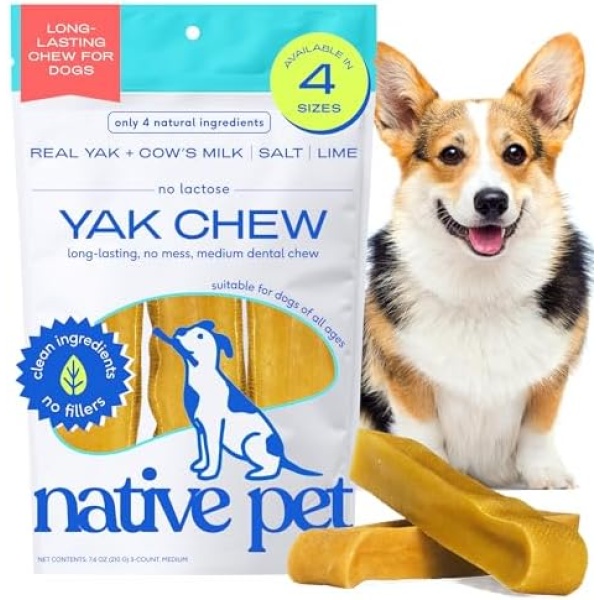 Native Pet Yak Cheese Himalayan Dog Chews - Long Lasting Dental Sticks