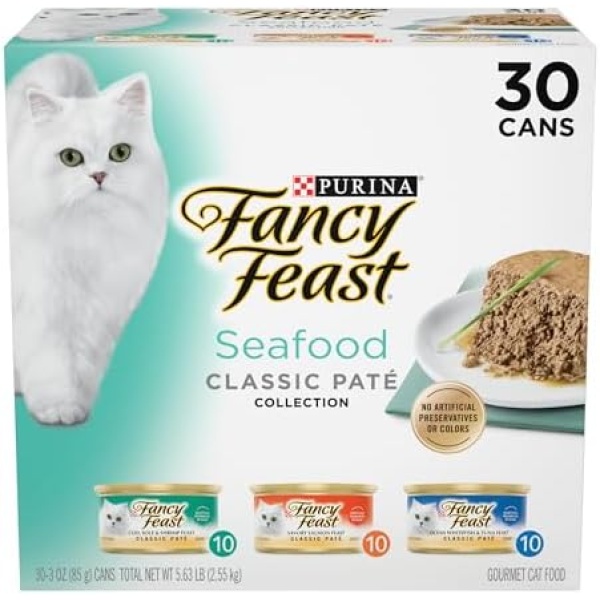 Purina Fancy Feast Seafood Classic Pate Collection Grain Free Wet Cat Food