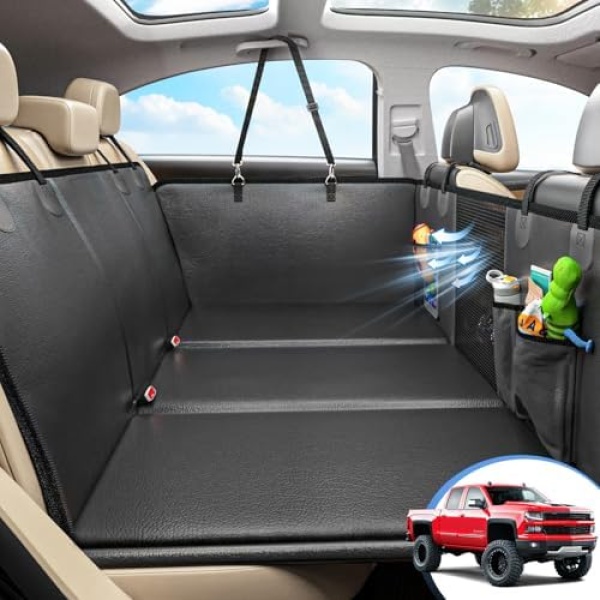 Back Seat Extender for Dogs, Hard Bottom Dog Car Seat Cover for Truck Back Seat