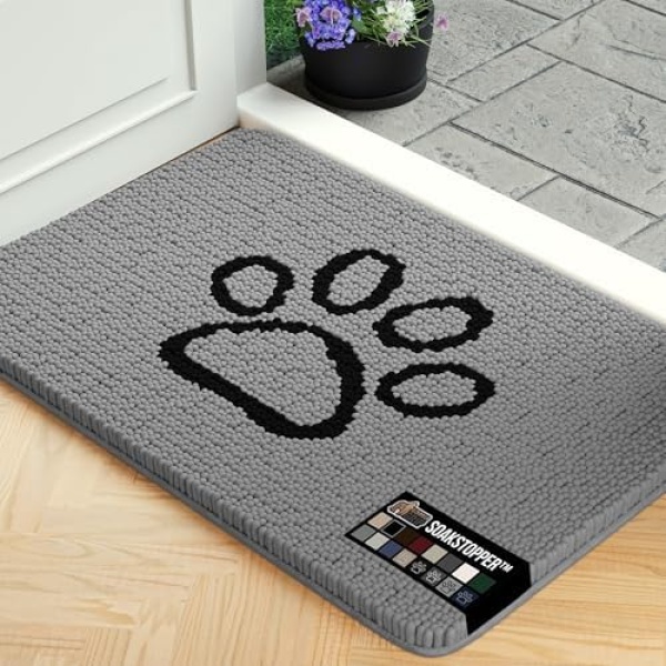 GORILLA GRIP Ultra Absorbent Grippy Doormat for Muddy Dog Paws, 30x20 Machine