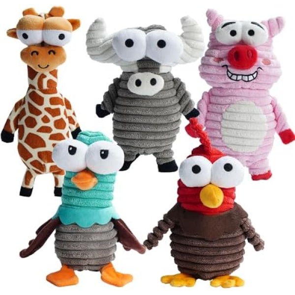 Nocciola 5 Packs Dog Squeaky Toys, 5 Funny Strange Squeak Sounds for Different