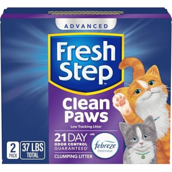 Fresh Step Clean Paws Cat Litter with Febreze Freshness, Advanced Multi Cat Low