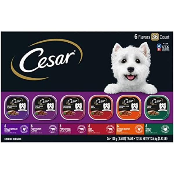 Cesar Adult Wet Dog Food Classic Loaf in Sauce Grilled Chicken, Filet Mignon