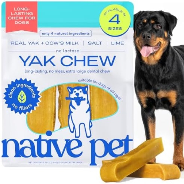 Native Pet Yak Cheese Himalayan Dog Chews XLarge - Long Lasting Dental Sticks