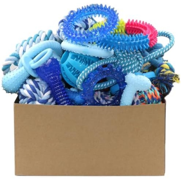 Beiker 20 Pack Puppy Chew Toys - Blue Dog Teething Toys for Puppies, Puppy