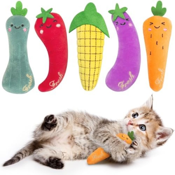 Cat Toys Catnip Carrot, Value Pack 5 PCS Plush Toy, Interactive Cat Nip Kicker