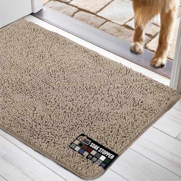 GORILLA GRIP Ultra Absorbent Grippy Doormat for Muddy Dog Paws, 70x24 Machine